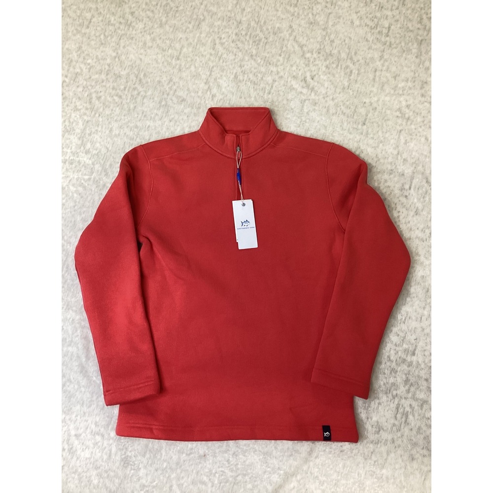 Southern Tide Boys Millview 1/4 Zip Pullover Crab Red Fleece Sweatshirt Large L